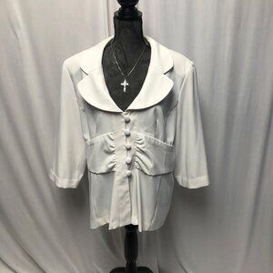 T Milano Jacket Womens Size 20W White Fashionable Buttoned Blazer Evening Office